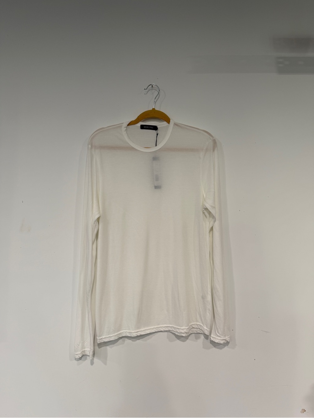 Michael Stars Bamboo Jersey Men's Long-Sleeve Crew Tee - White